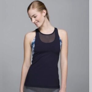 Lululemon padded bra tank top tie dye fitted size 6 sports yoga gym casual sheer